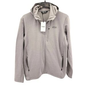 NEW Stio Glide Power Stretch FullZip Hoodie Mens Large Alloy Heather Grey Fleece